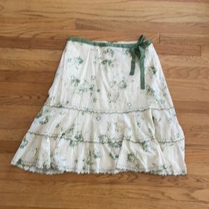 Green and cream kneelength skirt, anthropology